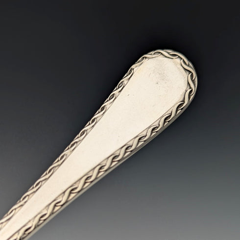 1916 British antique silver plate serving spoon pair